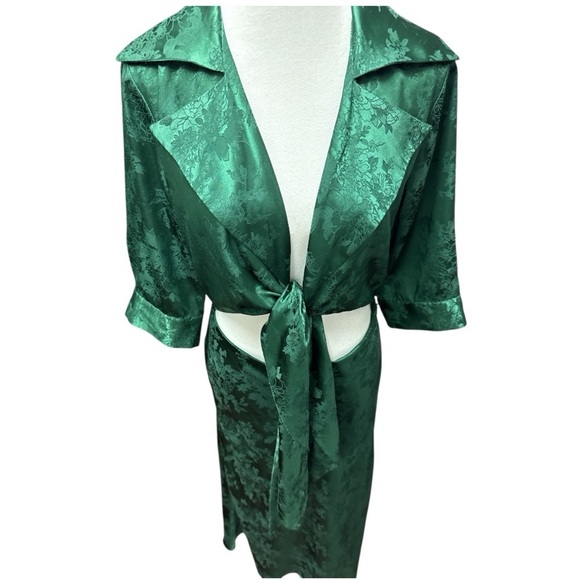 Ronny Kobo Carol Collared Faux Wrap Maxi Dress In Green Size Large - Picture 4 of 14